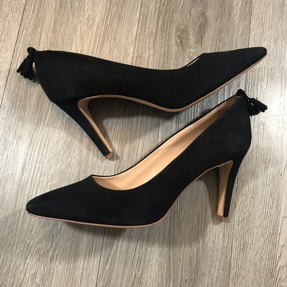 Caroll French Suede Black Pumps with Tassels